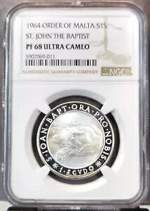 1964 マルタ スクード 洗礼者聖ヨハネの注文 NGC PF 68 ウルトラ カメオ トップ ポップ