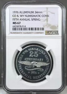 1976 アルミニウム 34mm コロラド州およびワイオミング州の数値変換器5 回目の春 ~ NGC MS67