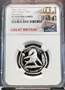 2021 イギリス シルバー 50 ペンス プレシオサウルス NGC PF 70 ウルトラ カメオ パーフェクト