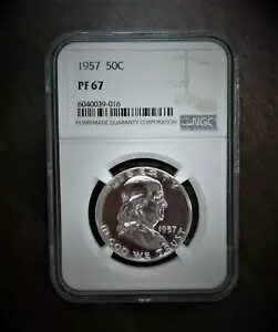 1957 プルーフ フランクリン シルバー ハーフダラー NGC PF 67 ?117?V3?(3)