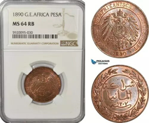 AG230、ドイツ領東アフリカ、ペサ 1890、NGC MS64RB