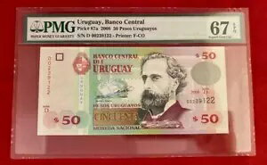 2008 ウルグアイ 50 ペソ ピック#87a グレード 67(3)