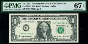 1995 $1 クリーブランド連邦準備銀行券 FRN ? PMG 67 EPQ ? 1921-D