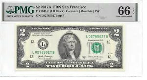 2017A ե󥷥 $2 FRN (LB ֥å) PMG 66 EPQ ̤ή 1st Run
