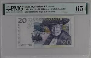 スウェーデン、スウェーデン国立銀行、20 クローナ 1994-95 - Wmk: S. Lagerl?f