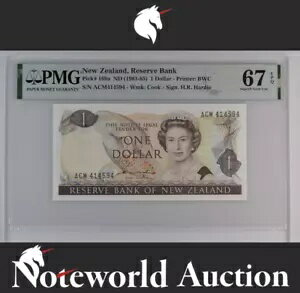 ニュージーランド準備銀行 1 ドル ND (1981-85) P 169a UNC PMG 67 EPQ