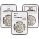 US モルガン シルバー ダラー $1 - NGC MS65 - 1921 年以前 ランダムな日付とラベル(3)