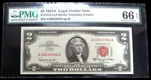 1963 A $2 ƹˡ̲߻ʾ FR# 1514 AA ֥å PMG ̤ή 66 EPQ