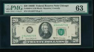 AC 1969B $20 FRN ꡼֥ D-A ֥å PMG 63 Fr 2069-D