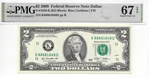 2009 饹 $2 FRN Lucky Money KD ֥å PMG 67 EPQ Superb Gem Unc. (K8888x...
