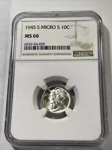 1945-S 10c マーキュリー ダイム マイクロ S NGC MS66 アイテム 8305