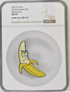 2024 バルバドス リック アンド モーティ バナナ リック 1 オンス シルバー コイン NGC MS 70