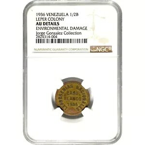 1936 ベネズエラ カボ ブランコ 1/2 ボリバル ハンセン病トークン NGC AU 詳細