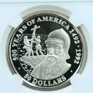 1990 クック諸島 シルバー $50 ペドロ アルバレス カブラル NGC PF 68 ウルトラ カメオ トップ ポップ