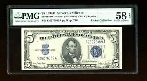DBR 1934-D $5 С Fr. 1654Wi 磻 I SA ֥å PMG 58 EPQ ꥢ S26276089A