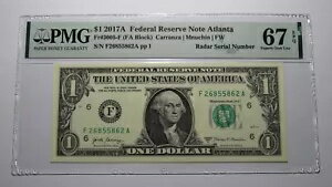 2017 年レーダー シリアル番号 1 ドルの連邦準備通貨紙幣! PMG UNC67