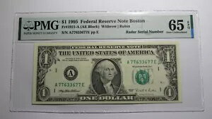 $1 1995 レーダー シリアル番号 連邦準備通貨紙幣 PMG UNC65EPQ