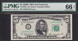 $5 1950D ե󥷥Ϣˮ Fr.1965-L - (L-C ֥å) PMG MS66 EPQ