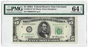 1950A $5 Ϣˮԥ꡼֥ ʾ Fr1962-D D ֥å PMG 64 EPQ