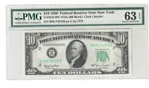 1950 ǯ $10 ϢˮԷ˥塼衼 FR.2010-BW 磻 (BB ֥å) PMG63EPQ