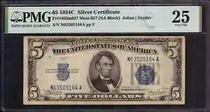 1934 C $5 СΡ FR.1653 ߥ塼 637 NA ֥å PMG VF 25 ե (164A)