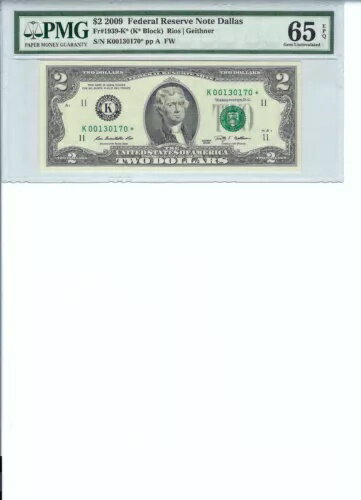 2009 $2 FRN FR1939-K* PMG 65 EPQ饹 * S/N K00130170* դƤ