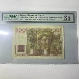 フランス銀行 100 フラン 1947-49 P128b PMG35 Choice VF S/N O.286 62413