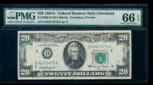 AC 1963A $20 FRN ꡼֥ D-A ֥å PMG 66 EPQ Fr 2066-D