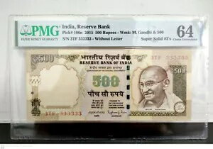  500 ԡ 2015 SUPER SOLID 3TF 333333 P# 106n UNC PMG 64