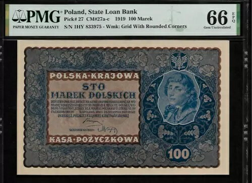 ݡ 100 ޥ쥯 ݥ륹å 1919 PMG 66 EPQ UNC P#27 ꡼ IH - Y