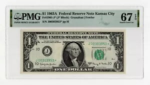 1963 A $1 FRN 󥶥ƥ  Fr.#1901-J* (J* ֥å) - PMG 67 EPQ