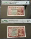 PMG 67 ペア スペイン銀行 10 ペセタ 1935 非常に希少です。罪シリーズノンプ