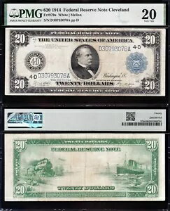 とても素敵な大胆で鮮明な VF 1914 $20 クリーブランド連邦準備銀行紙幣! PMG20! 93076