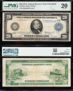 とても素敵な大胆で鮮明な VF 1914 $20 クリーブランド連邦準備銀行紙幣! PMG20! 65694