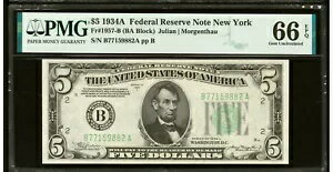 FR。 1957-B 1934-A $5 フランス連邦準備制度紙幣 ニューヨーク州ニューヨーク州 PMG UNC CU 66 EPQ