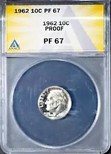 1962 10c シルバー ルーズベルト ダイム PF 67 ANACS # 7494059 + ボーナス(3)