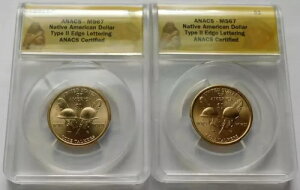 2016-P + 2016-D ネイティブ アメリカン コード トーカー $1 - ANACS MS67 タイプ II エッジ レター