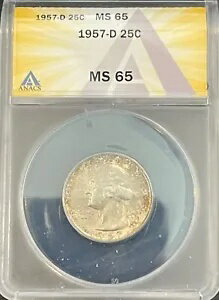 1957-D ワシントン クォーター ANACS MS65 +送料無料(3)