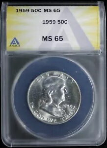 1959 フランクリン ハーフダラー ANACS MS 65 (2431425)(3)