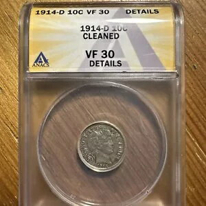 1914 D СС  ANACS VF 30  ݥå 10c (꡼˥󥰺Ѥ) С ??