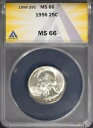 1956 シルバー 25c ワシントン本社 MS 66 ANACS # 7603417