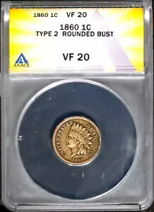 1860 1c  2 饦 ֥쥹 Ƽ ˥å VF 20 ANACS # 7670554 + ܡʥ