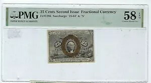 2 回目の発行 端数 25 セント AU 58 EPQ PMG (Fr#1286) リアルクリアサーチャージ