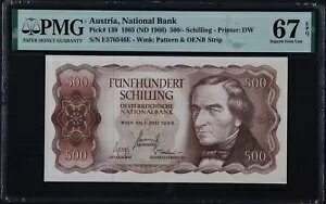 1965 オーストリア国立銀行 500 シリング ピック#139 PMG 67 EPQ 素晴らしい宝石 UNC-