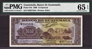 グアテマラ 1/2 // 0.50 ケツァル 1960 Pick-41b GEM UNC PMG 65 EPQ