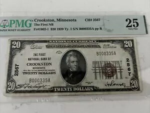 1929年 $20 ミネソタ州クルックストン 第一国立銀行 PMG 25