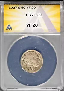 1927-S 5c ǥ إå Хåե ˥å VF 20 ANACS # 7696542 + ܡʥ