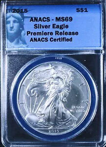 2015 アメリカン シルバー イーグル - ANACS MS-69 - ミント ステート 69