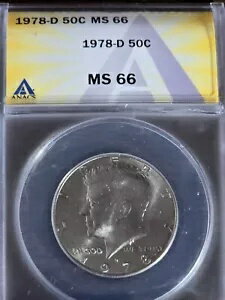 1978-D ケネディ ハーフダラー - ANACS グレード MS66!!!
