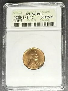 1938-S/S   RPM-3 ANACS MS-64 RD3  $5 !!!